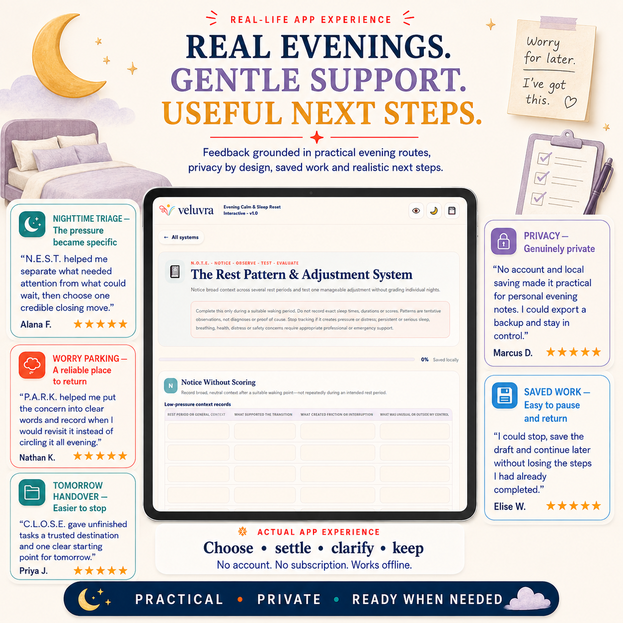 🌙 The Evening Calm & Sleep Reset Interactive Toolkit App