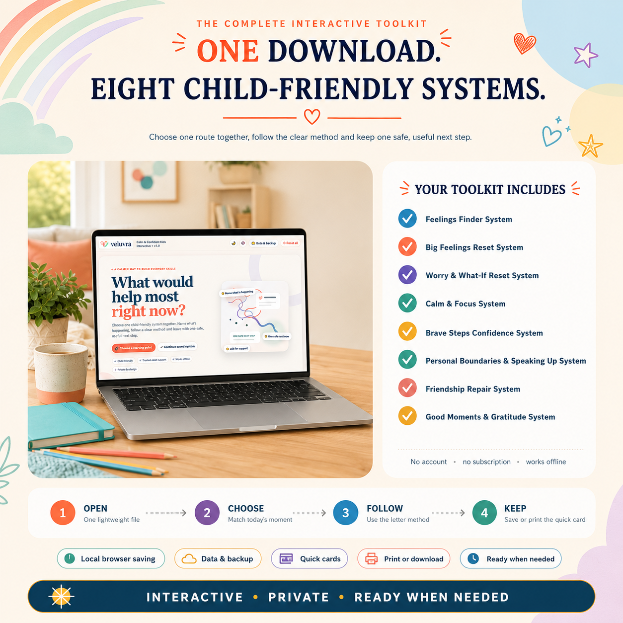 💛 Calm & Confident Kids Interactive Toolkit App