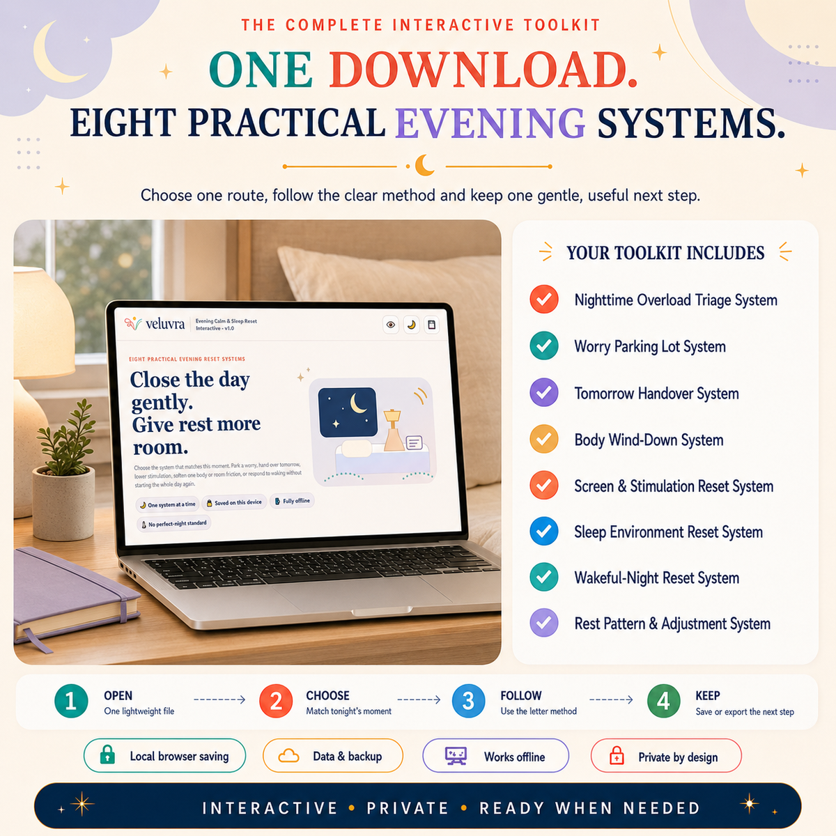 🌙 The Evening Calm & Sleep Reset Interactive Toolkit App